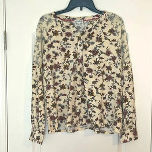 Wonderly Floral Button Down Print Shirt Size Large